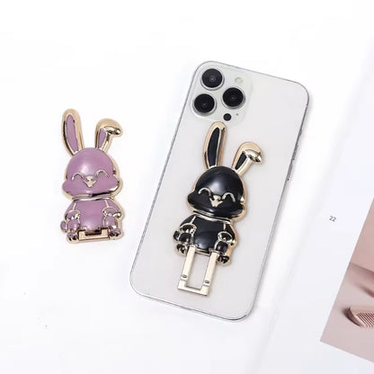 Finger Ring Phone Holder Desktop Ultra-Thin Cartoon Rabbit Phone Stand Foldable Buckle Adhesive Pull Rod Support Frame